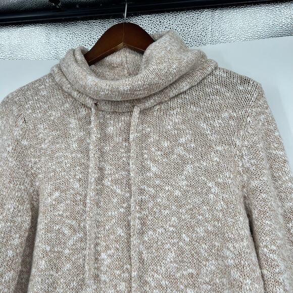 VINTAGE LL Bean 100% cotton funnel neck pullover sweater cream tan size medium - Picture 5 of 8